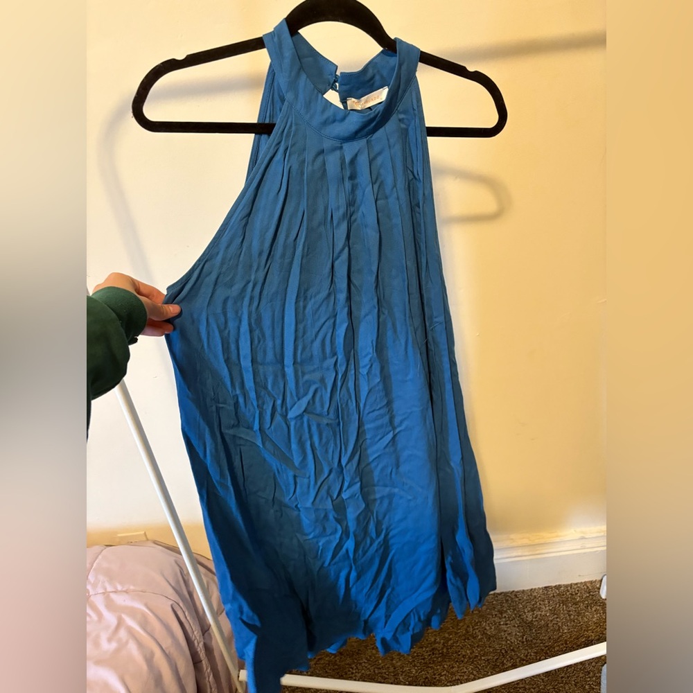 NWT Blue Sleeveless Pleated Dress